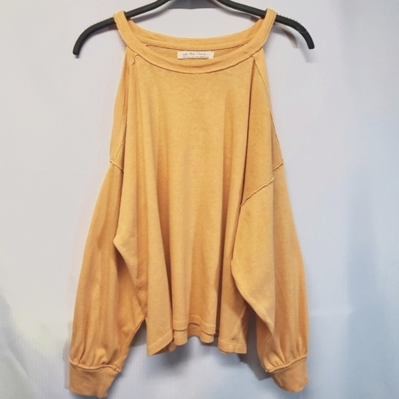 Nwot Free People Chill Out Cold Shoulder Long Sleeve Tee In Creamsicle - Picture 2 of 11
